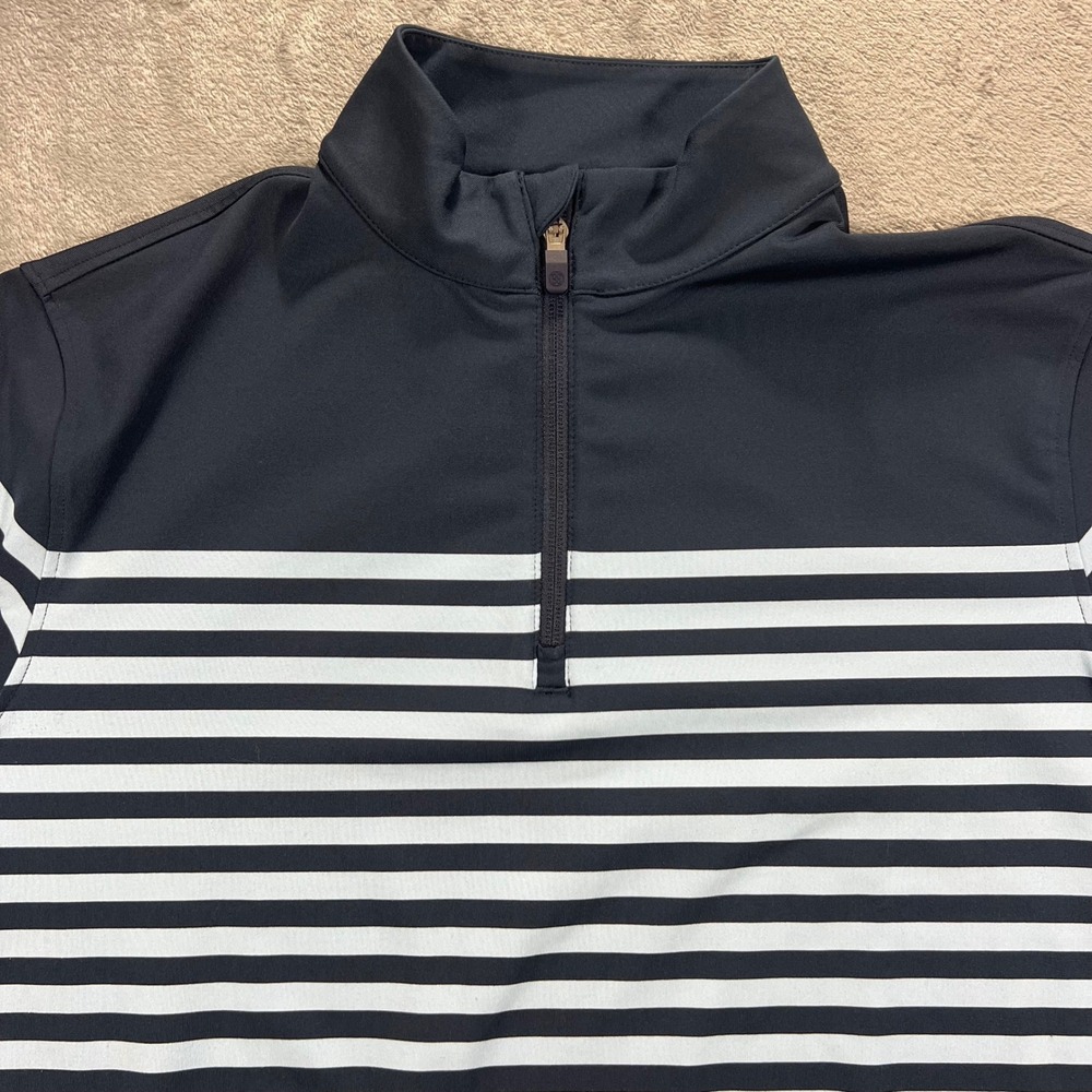 G/FORE Quarter Zip Pullover Mens Small Navy Blue Striped Excellent G4MF21K89